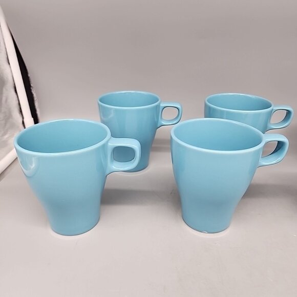 IKEA stacking Coffee mugs Turquoise Blue 15199 Set Of 6 Ceramic - Picture 2 of 5